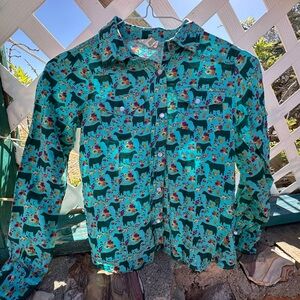 Teal Floral & Black Horse Button-Up Shirt from Cotton and Rye